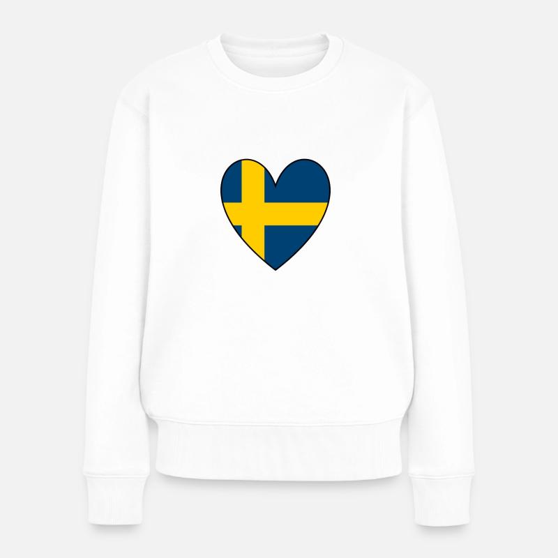 Schweden Herz - Frauen Premium Bio Pullover - Weiß