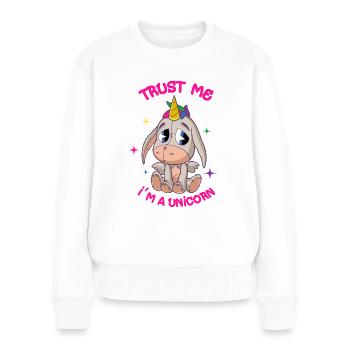 Süßes witziges Einhorn Esel - Frauen Premium Bio Pullover - Weiß - Vorne - Julia (174cm)