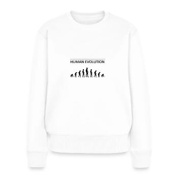 Human Evolution Lustiges Design - Frauen Premium Bio Pullover - Weiß - Vorne - Julia (174cm)