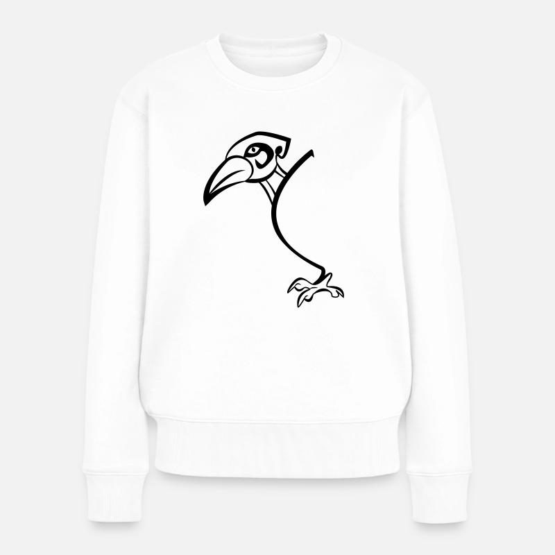 Halb Rabe - Frauen Premium Bio Pullover - Weiß