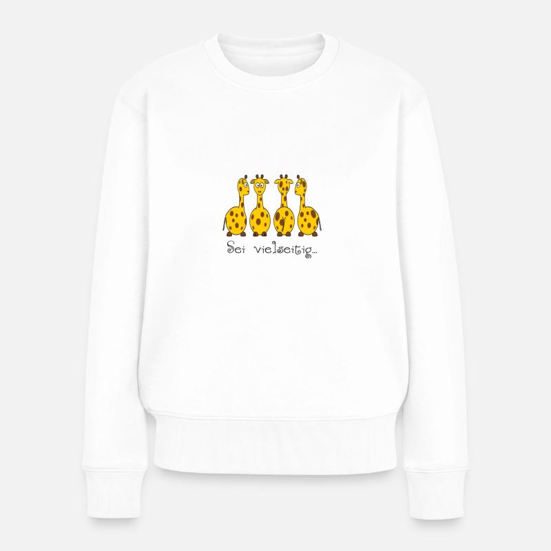 lustige giraffen - Frauen Premium Bio Pullover - Weiß