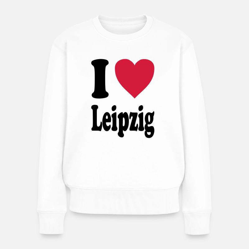 I love Leipzig - Frauen Premium Bio Pullover - Weiß