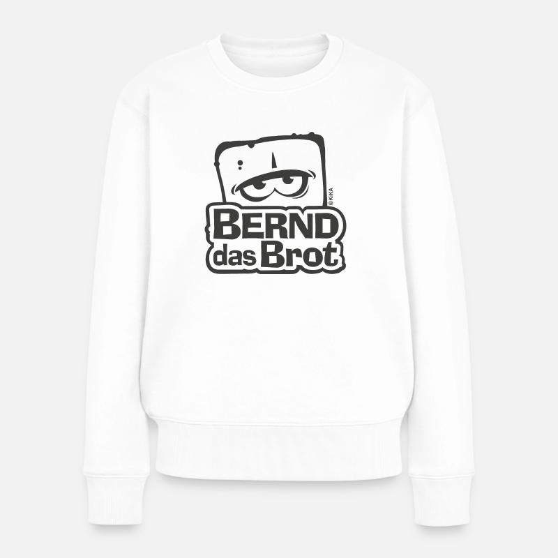 Bernd Das Brot Logo Schwarz-Weiß - Frauen Premium Bio Pullover - Weiß