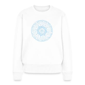 Akashic Field blau - Mandala made with Love - Frauen Premium Bio Pullover - Weiß - Vorne - Julia (174cm)