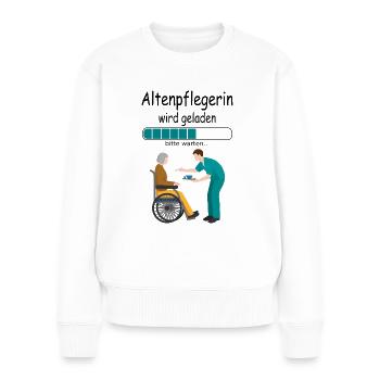 Angehende Altenpflegerin Azubi Ausbildung Beginn - Frauen Premium Bio Pullover - Weiß - Vorne - Julia (174cm)