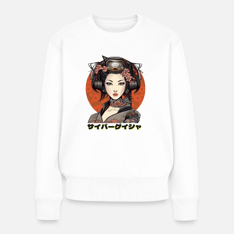 Cyber Geisha 2 - Frauen Premium Bio Pullover - Weiß