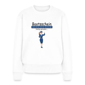Bootsführerschein Bootsschein Kapitänin Bestanden - Frauen Premium Bio Pullover - Weiß - Vorne - Julia (174cm)