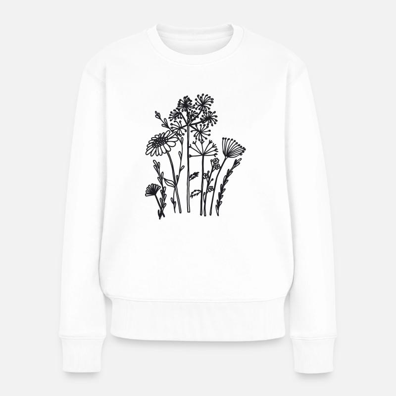 Fleurs séchées noires - Pull Premium bio Femme - blanc