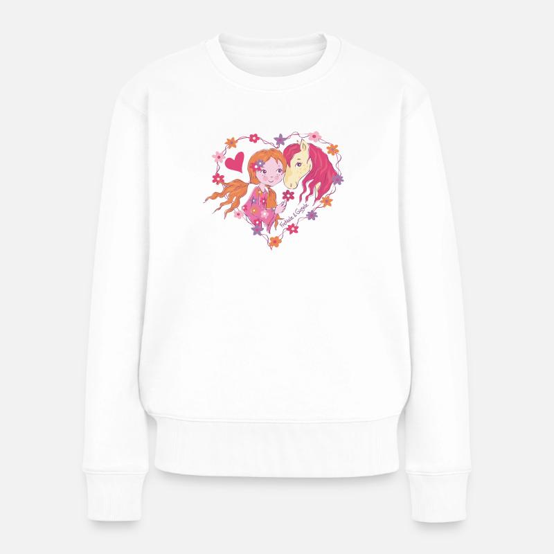 Pferdemädchen - Frauen Premium Bio Pullover - Weiß