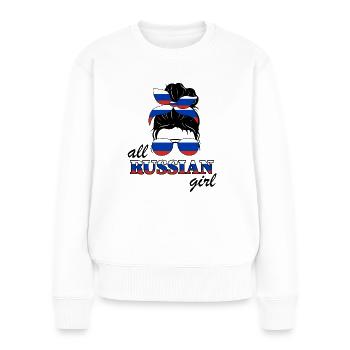 Toutes les filles russes Mme Ladies Russia Flage - Pull Premium bio Femme - blanc - Devant - Julia (174cm)