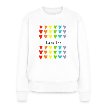 Lass los, Sprüche, Geschenk für Männer und Frauen - Frauen Premium Bio Pullover - Weiß - Vorne - Julia (174cm)