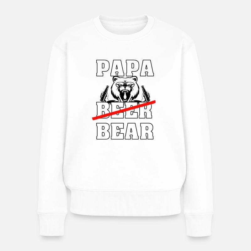 PAPA BEER BEAR red black - Frauen Premium Bio Pullover - Weiß