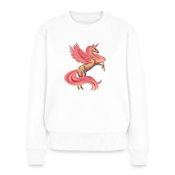 Enchanting unicorn in pink orange - Women's Premium Organic Jumper - white - Front - Julia (174cm)