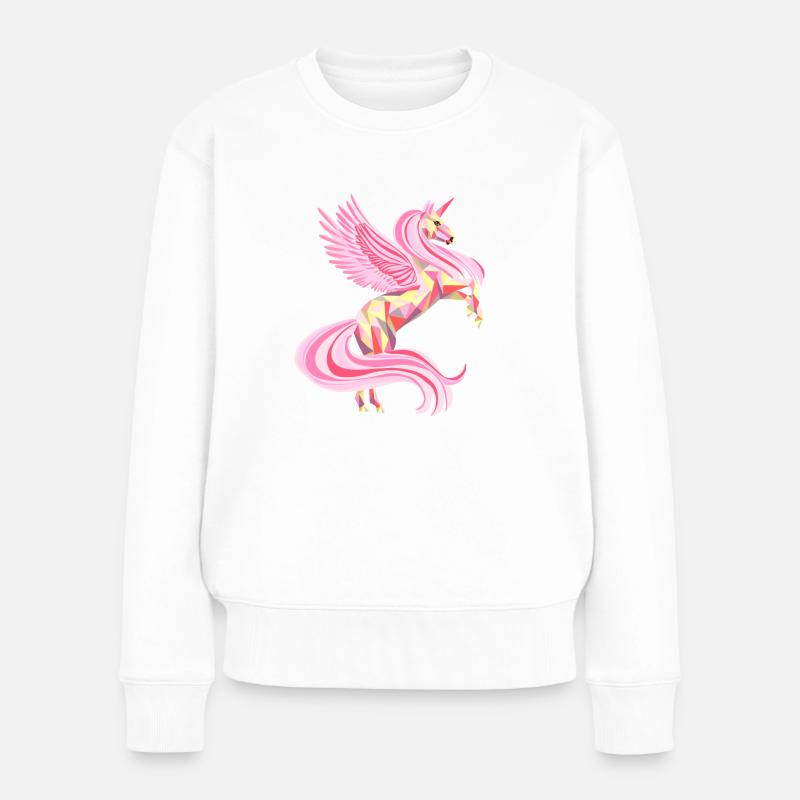 Zauberhaftes Einhorn in hellem rosa - Frauen Premium Bio Pullover - Weiß