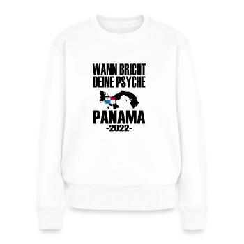 WANN BRICHT DEINE PSYCHE PANAMA - Frauen Premium Bio Pullover - Weiß - Vorne - Julia (174cm)