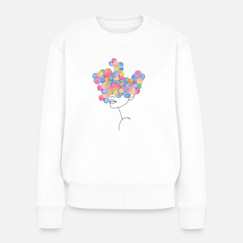 Kunstdruck - Ideen im Kopf - Frauen Premium Bio Pullover - Weiß