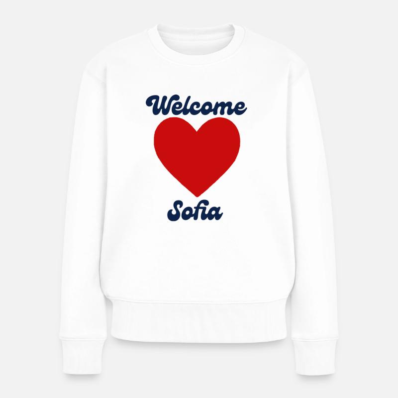 Sofia willkommen - Frauen Premium Bio Pullover - Weiß
