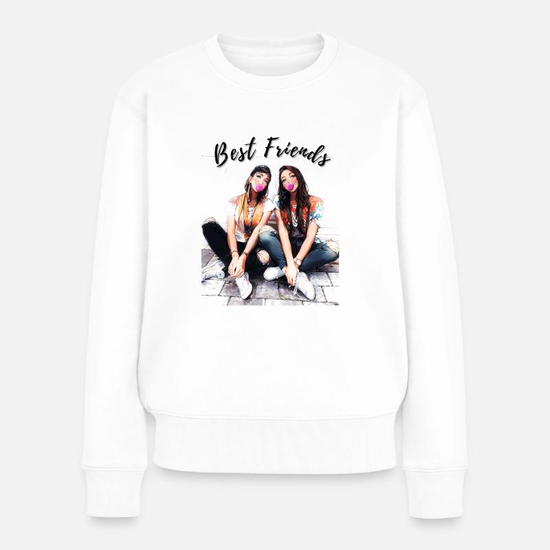 Beste Freunde - BFF - Frauen Premium Bio Pullover - Weiß