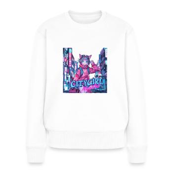 CityGirl Night Out - Neon Adventure - Frauen Premium Bio Pullover - Weiß - Vorne - Julia (174cm)
