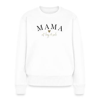 Maman avec cœur et âme - Pull Premium bio Femme - blanc - Devant - Julia (174cm)