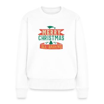 Joyeux Noël - Lettrage rétro - Pull Premium bio Femme - blanc - Devant - Julia (174cm)