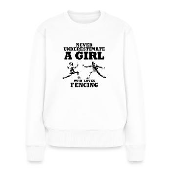 Fille escrime cadeau escrimeur sport - Pull Premium bio Femme - blanc - Devant - Julia (174cm)