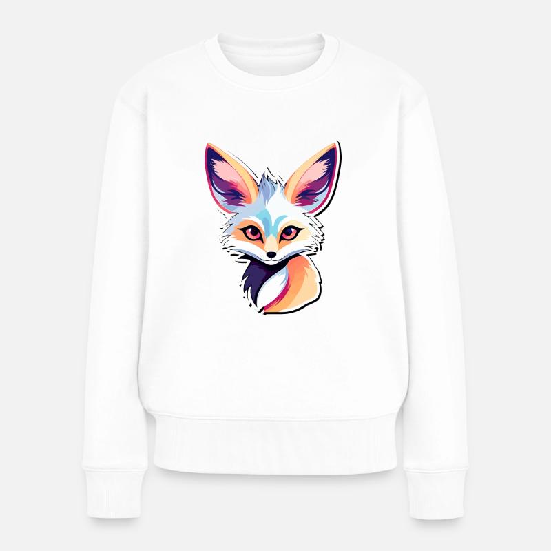 Wüstenfuchs Fennek Zeichnung - Frauen Premium Bio Pullover - Weiß