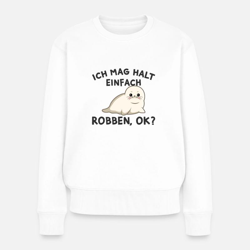 Robbe - Frauen Premium Bio Pullover - Weiß