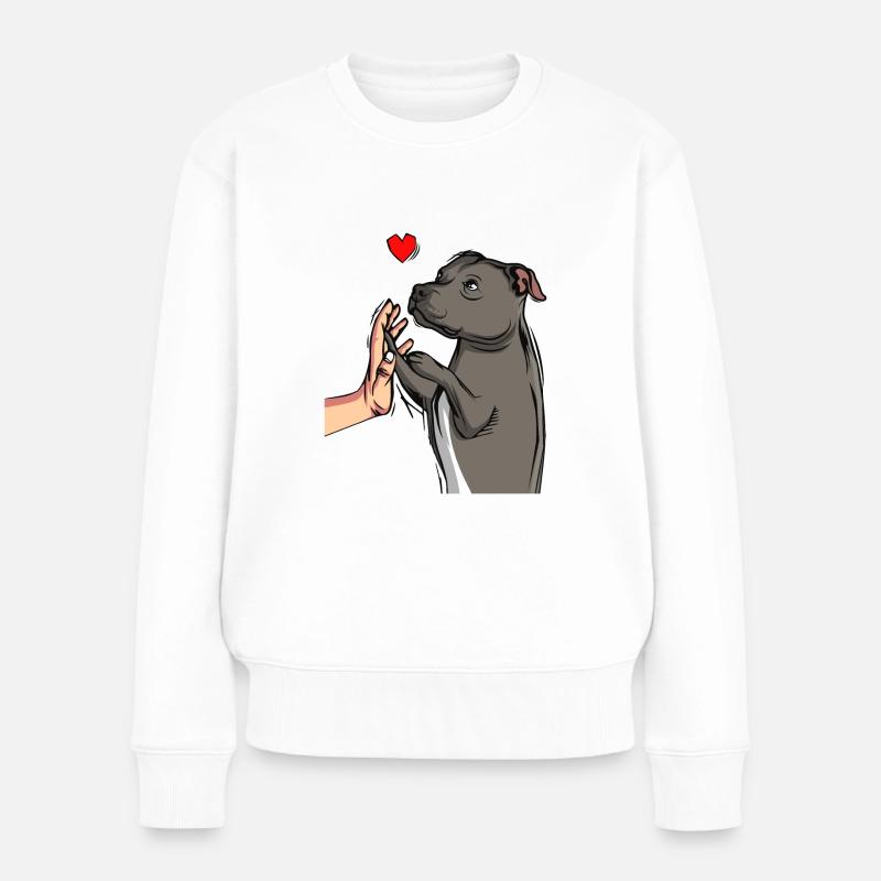 Staffordshire Bullterrier Liebe Hunde - Frauen Premium Bio Pullover - Weiß