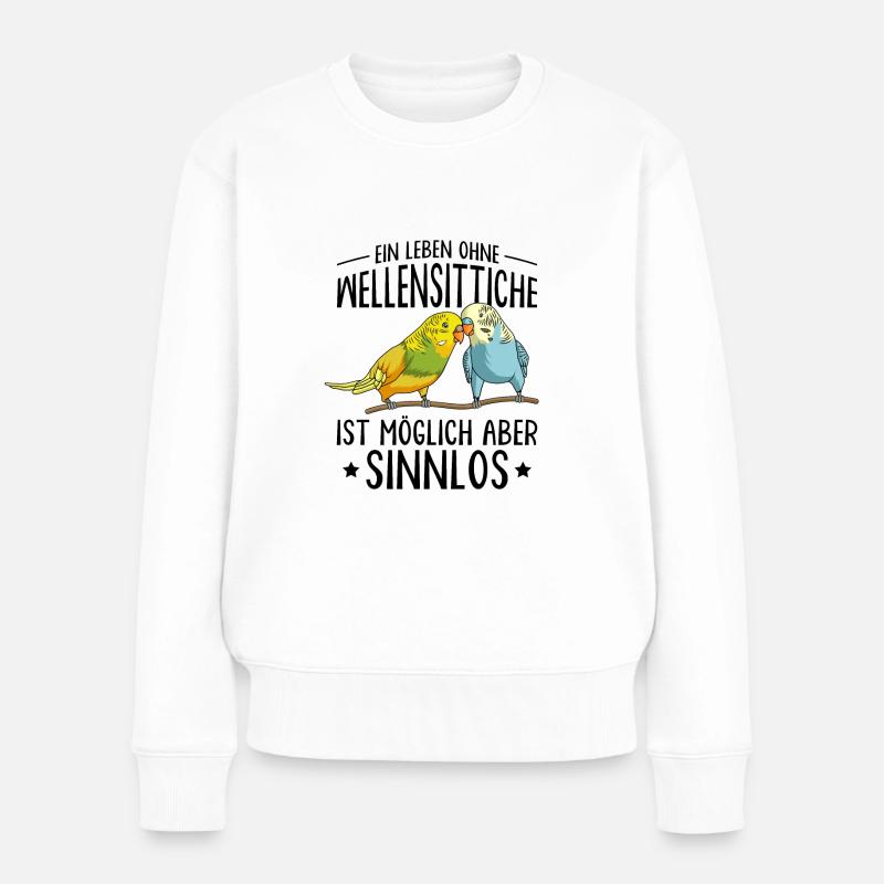 Wellensittich - Frauen Premium Bio Pullover - Weiß
