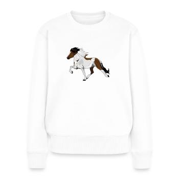 We LOVE Tölter - Islandpferd Schecke - Frauen Premium Bio Pullover - Weiß - Vorne - Julia (174cm)