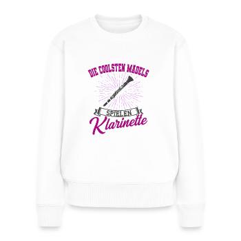 Klarinetten Klarinette Mädchen Geschenkidee - Frauen Premium Bio Pullover - Weiß - Vorne - Julia (174cm)