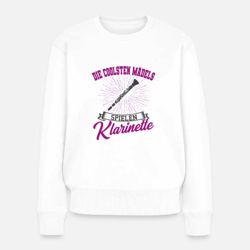 Klarinetten Klarinette Mädchen Geschenkidee - Frauen Premium Bio Pullover - Weiß