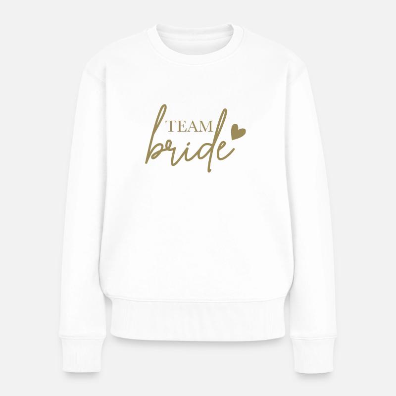 Team bride mit herzchen - Frauen Premium Bio Pullover - Weiß