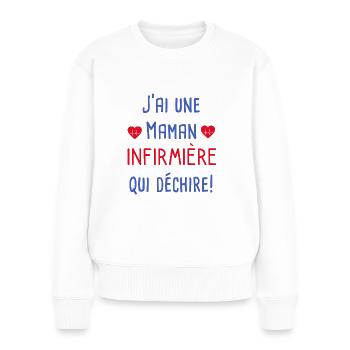 Infirmière qui déchire cadeau infirmière - Pull Premium bio Femme - blanc - Devant - Julia (174cm)