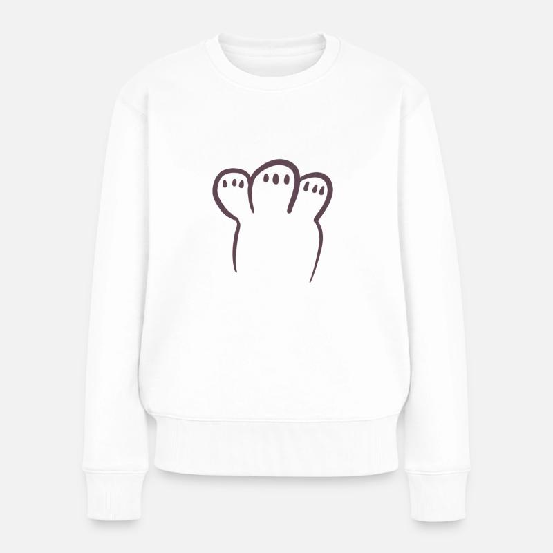 Braune Pfote - Frauen Premium Bio Pullover - Weiß