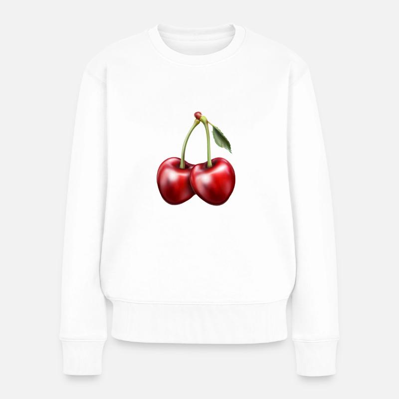 Kirschen - Frauen Premium Bio Pullover - Weiß