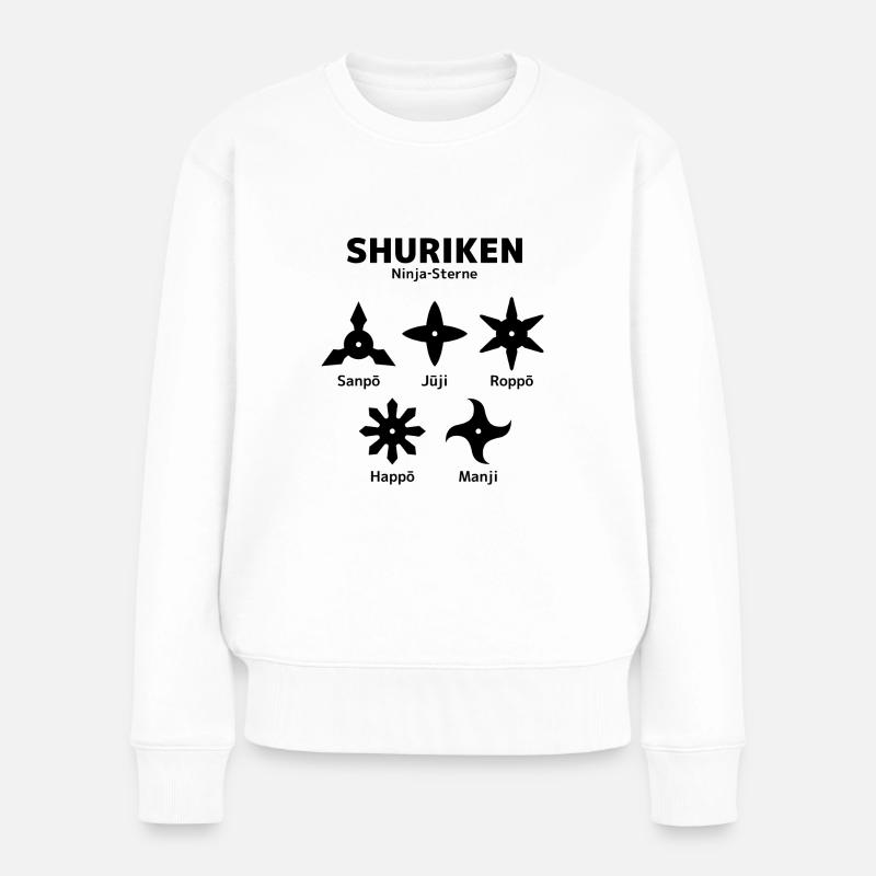 Shuriken - Ninja Sterne - Frauen Premium Bio Pullover - Weiß