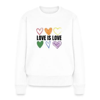 PRIDE Love is love black - Frauen Premium Bio Pullover - Weiß - Vorne - Julia (174cm)