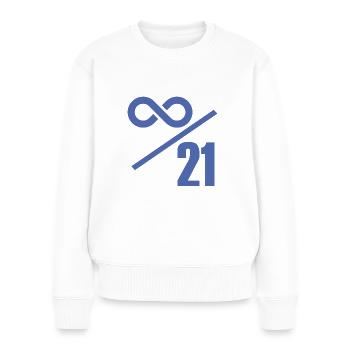 Bitcoin 21 Millionen Limit - Unendlich Wertvoll - Frauen Premium Bio Pullover - Weiß - Vorne - Julia (174cm)