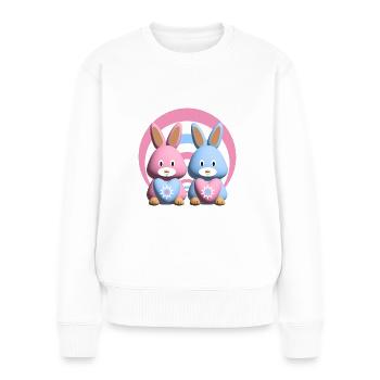 Herzen mit sehr Lieben Hasen. - Frauen Premium Bio Pullover - Weiß - Vorne - Julia (174cm)