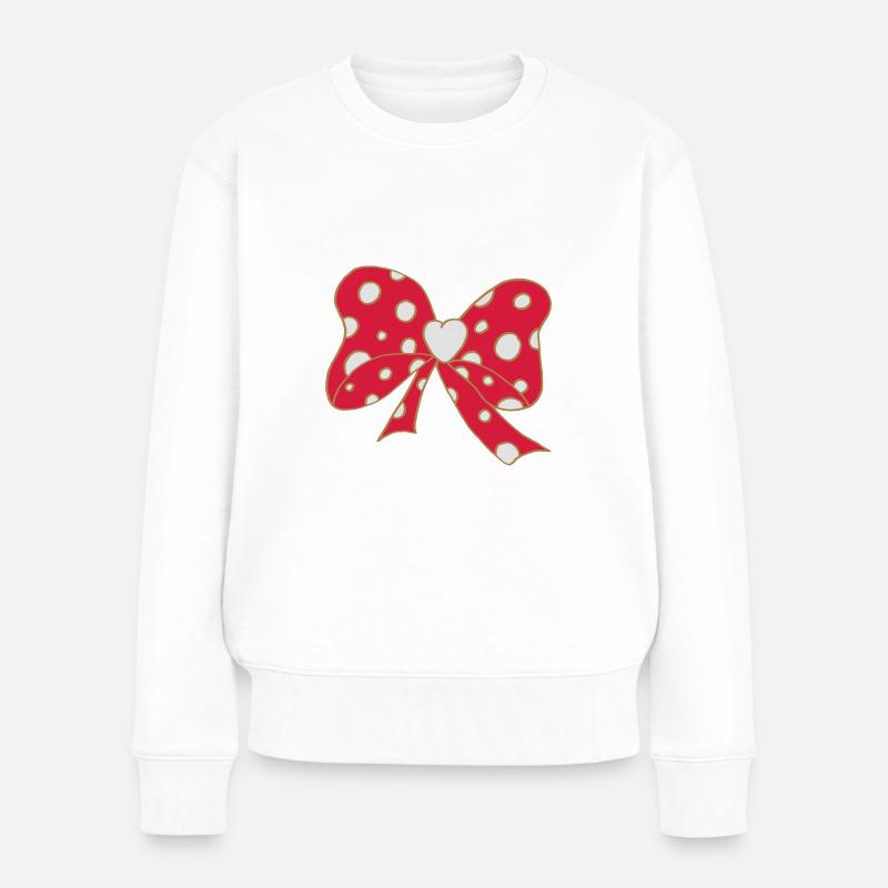 schöne Schleife mit Herz - Frauen Premium Bio Pullover - Weiß