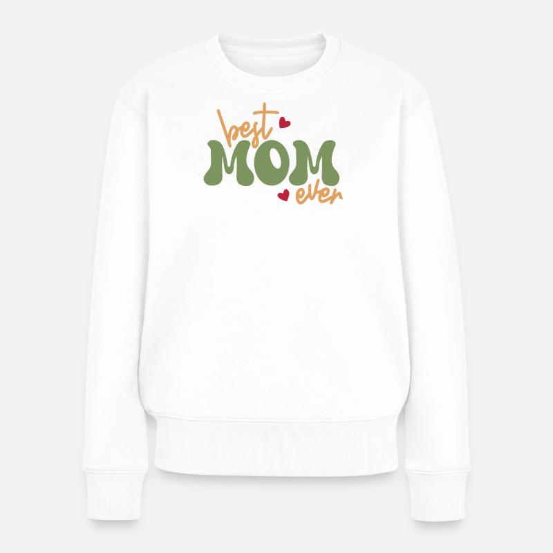 Beste Mutter aller Zeiten Herz-Typografie - Frauen Premium Bio Pullover - Weiß