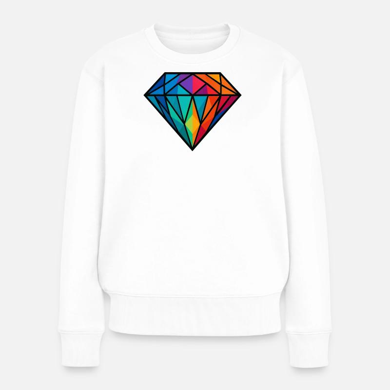Diamant - Frauen Premium Bio Pullover - Weiß