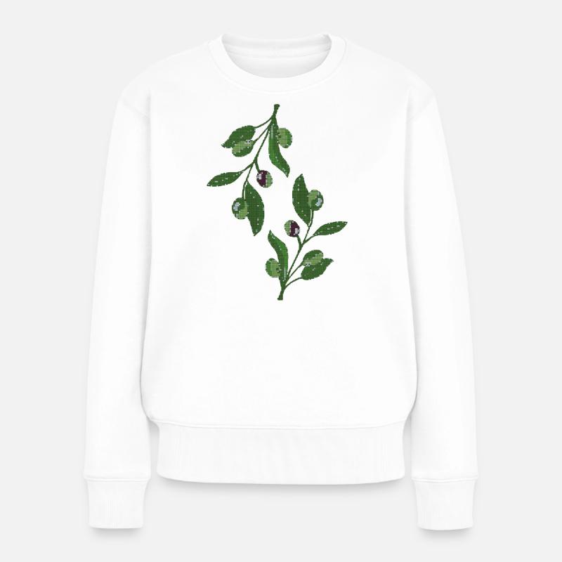 olive branches Mosaic Green - Women's Premium Organic Jumper - white