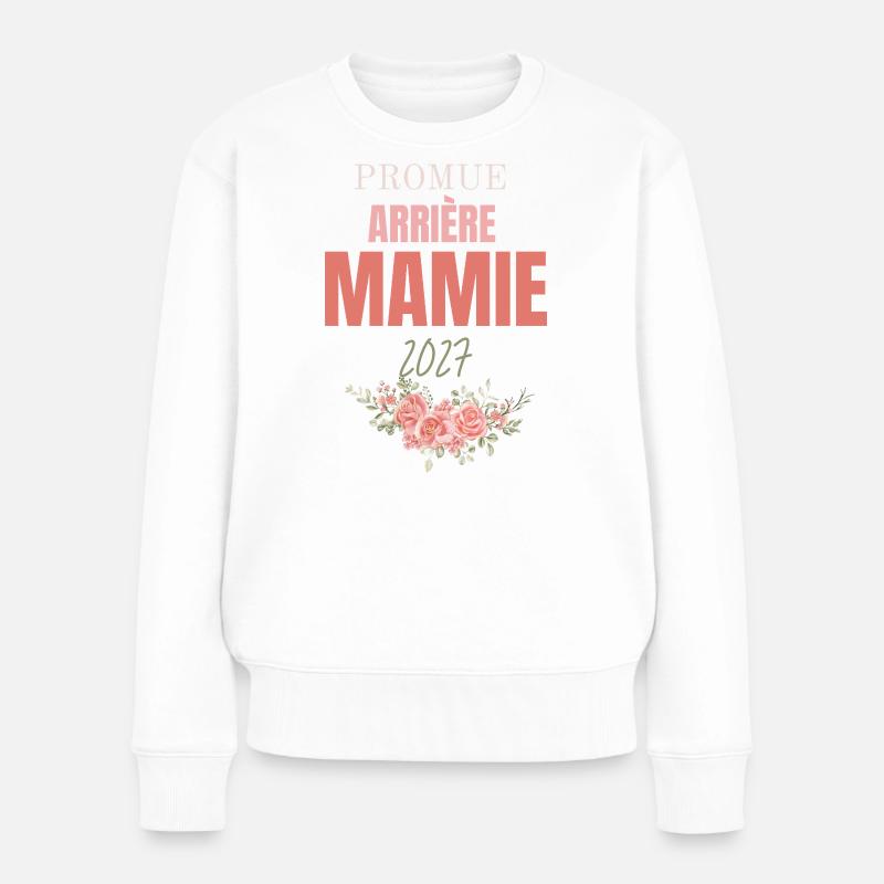 Granny Souvenir 2027 Blumen - Frauen Premium Bio Pullover - Weiß