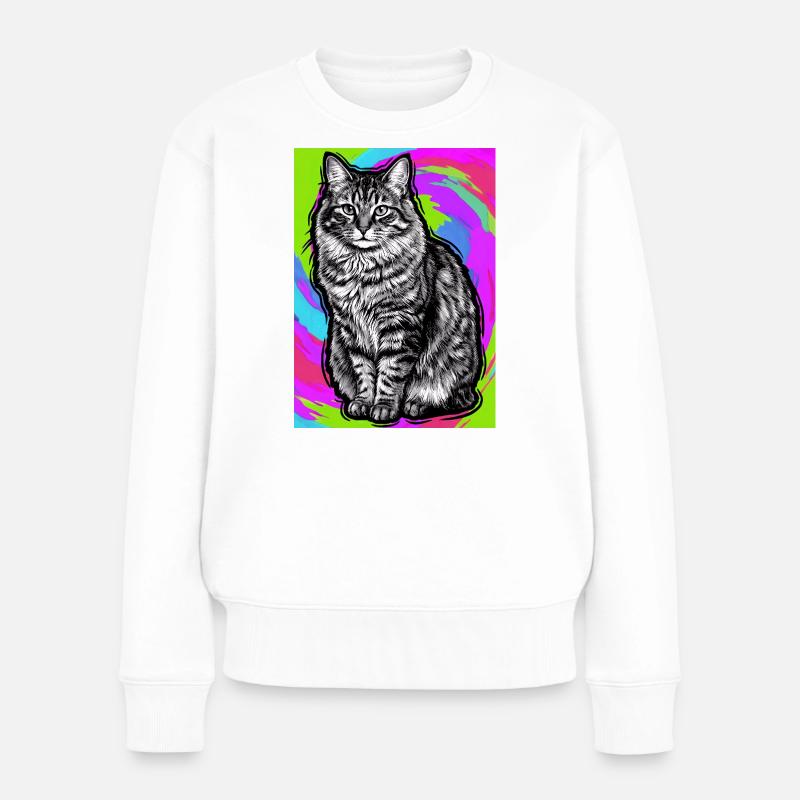 Katze - Frauen Premium Bio Pullover - Weiß