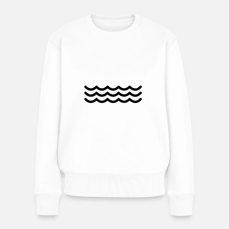 Wellen Symbol - Frauen Premium Bio Pullover - Weiß