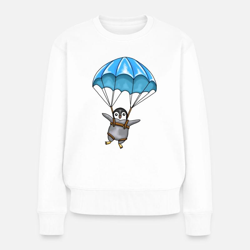 Pingouin avec un parachute - Pull Premium bio Femme - blanc