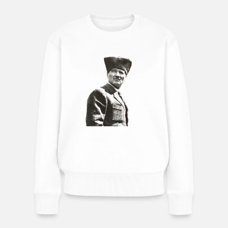 Mustafa Kemal Atatürk - Frauen Premium Bio Pullover - Weiß